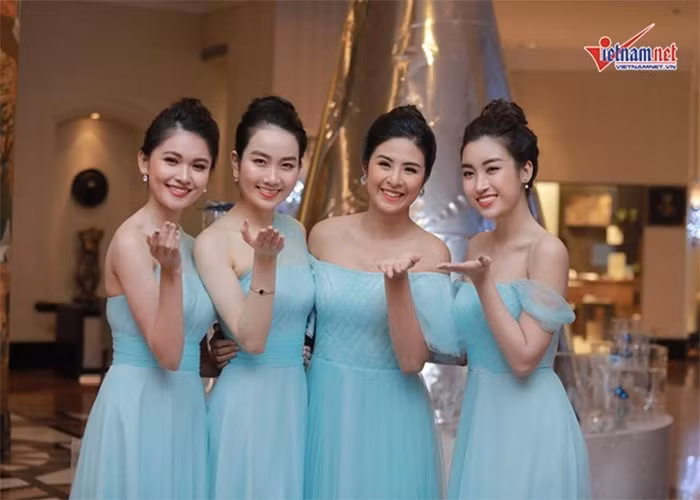 Dàn phù dâu nổi bật trong đám cưới Thanh Tú, trong đó có Ngọc Hân. (Ảnh: Vietnamnet)