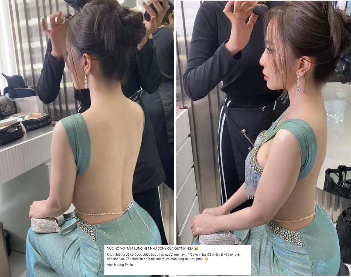 Mới đây, hội chị em còn lan truyền bức ảnh "cá sấu chúa" Quỳnh Nga sở hữu võng lưng cong chuẩn chữ S với rãnh lưng được khen "siêu phẩm". Một fan nữ còn phải thốt lên: "Nức nở trước tấm lưng nét như Sony của Quỳnh Nga. Không biết là để có được chiếc body vạn người mê này thì Quỳnh Nga đã phải vất vả tập luyện đến thế nào. Còn mỗi lần nhìn tôi, mẹ tôi chỉ bảo lưng như cái phản".