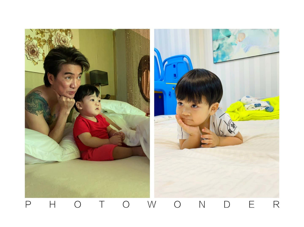 Biểu cảm lấy tay chống cằm của bố con họ Huỳnh không lẫn đi đâu được.