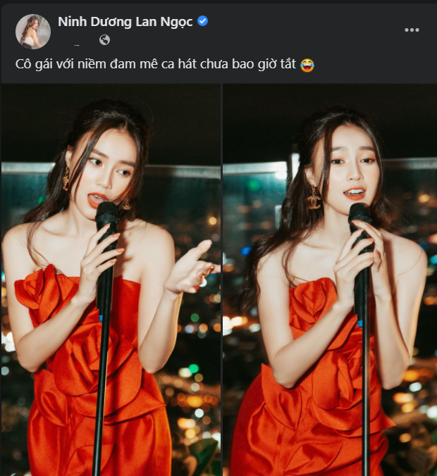 ... khi Lan Ngọc từng đăng ảnh cùng chú thích: "Cô gái với niềm đam mê ca hát chưa bao giờ tắt".