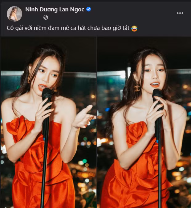 ... khi Lan Ngọc từng đăng ảnh cùng chú thích: "Cô gái với niềm đam mê ca hát chưa bao giờ tắt".