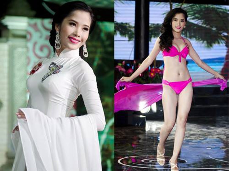 Cô gái quê Tiền Giang bắt đầu dấn thân vào showbiz khi tham gia Hoa hậu Việt Nam 2014 nhưng chỉ lọt Top 38 cuộc thi. (Ảnh: FBNV)