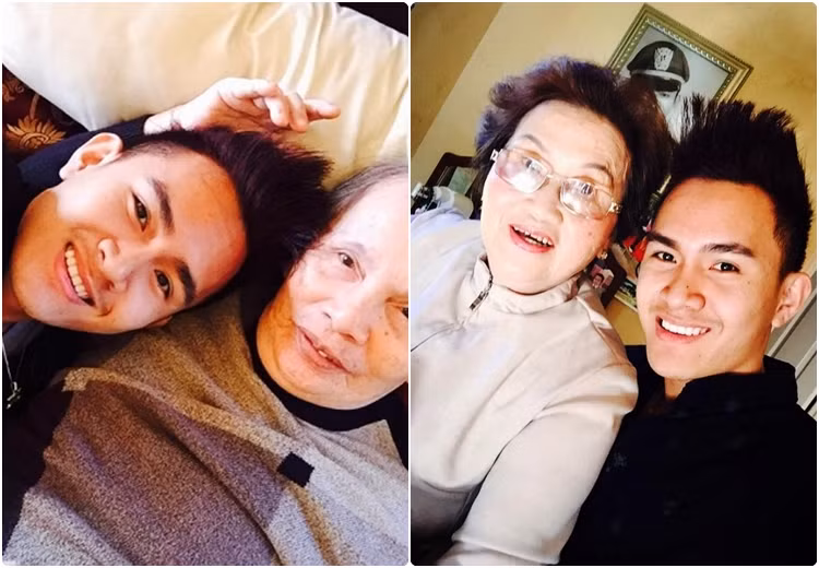 Thành Vinh cũng chụp hình chung thân thiết với ba mẹ của Hoài Linh.