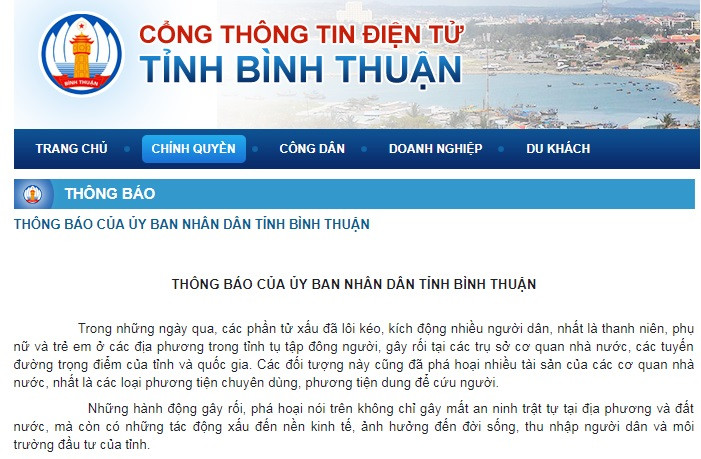 Thông tin từ UBND tỉnh Bình Thuận.