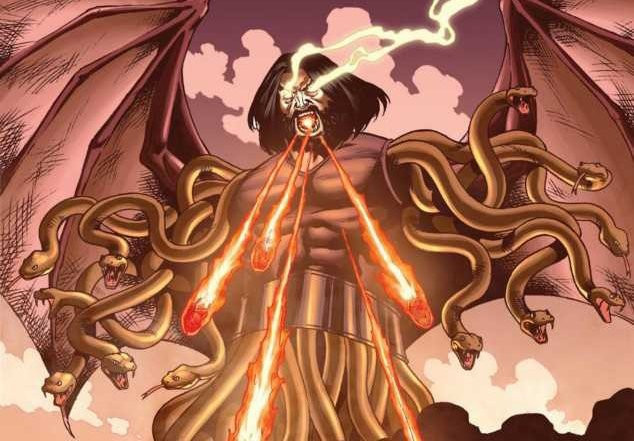 Theo đó, thần Zeus đã có cuộc chiến ác liệt với Typhon. Cuối cùng, vị thần quyền lực này dùng sấm sét đè bẹp quái vật này và giam dưới lòng núi lửa Etna.