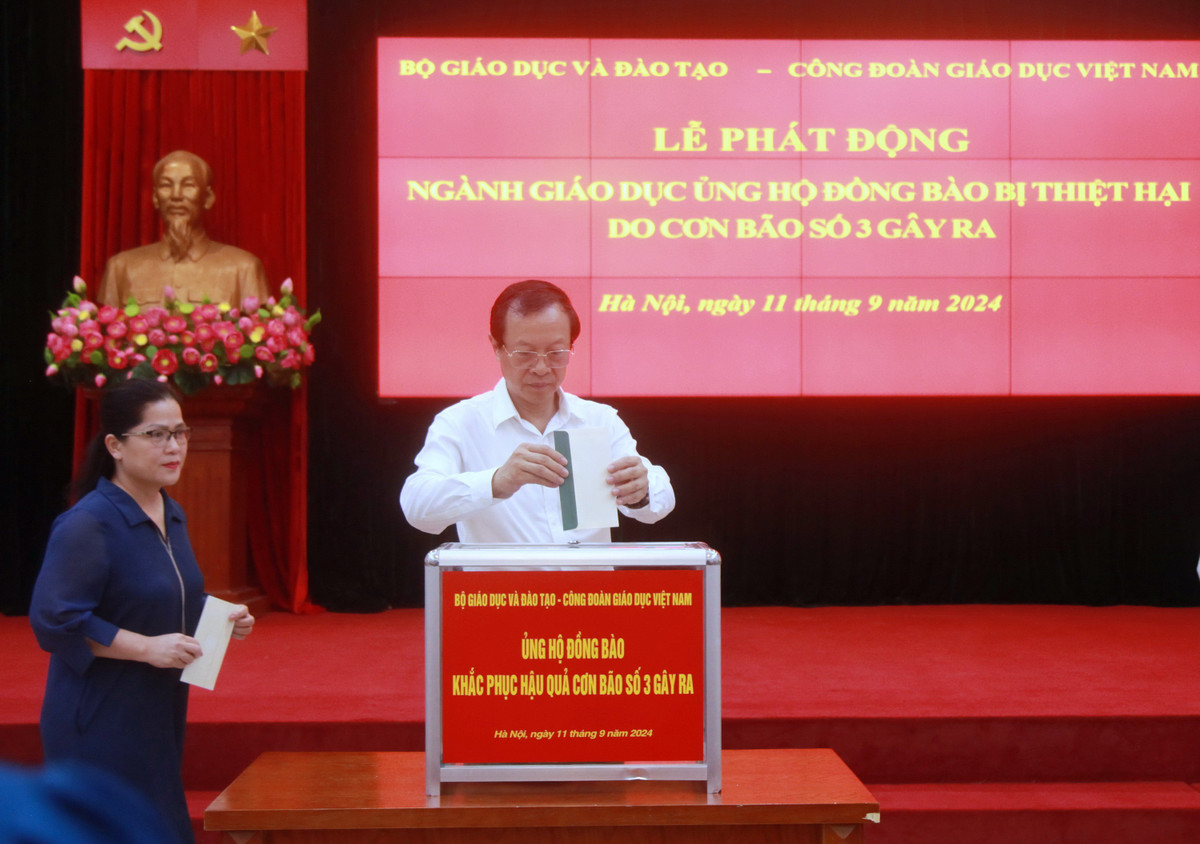 Ngành GD&ĐT quyên góp ủng hộ khắc phục hậu quả bão số 3 Yagi Nganh GD&DT quyen gop ung ho khac phuc hau qua bao so 3 Yagi