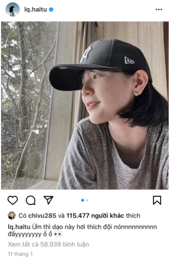 Bài đăng cuối cùng của Hải Tú trên Instagram cá nhân vào ngày 11/1, hiện vẫn đang là bài đăng có lượt bình luận cao và đa phần là ý kiến trái chiều.