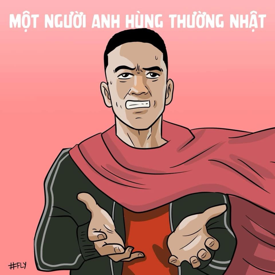 Hình ảnh chế "siêu anh hùng" đưa tay cứu bé rơi từ tầng 12 chung cư được cư dân mạng liên tục chia sẻ. Ảnh: Fly