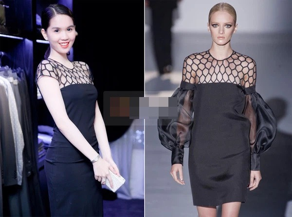 Chiếc váy đen cô diện bị nghi sao chép ý tưởng của Gucci, chỉ khác phần tay bị cắt ngắn và phần eo ôm sát body hơn.