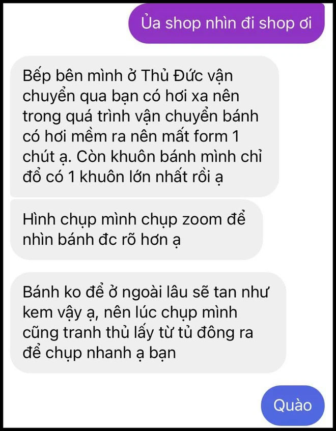 Phía dưới bài đăng "bóc phốt" của khổ chủ, quản lý tiệm bánh cũng vào giải thích đây là tiệm mới nên việc chuẩn bị bao bì còn lúng túng khiến bánh nhỏ hơn nhiều lần so với hộp.