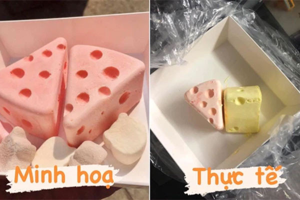 Câu chuyện thảm họa mua hàng online này bắt nguồn từ một vị khách đã đặt chiếc bánh Tom &amp; Jerry cheesecake với giá 55k và 30k tiền ship. Tuy nhiên đến khi nhận hàng thì cô gái này chỉ biết ngây người bởi kích cỡ thực tế quá nhỏ chỉ to hơn một viên kẹo.