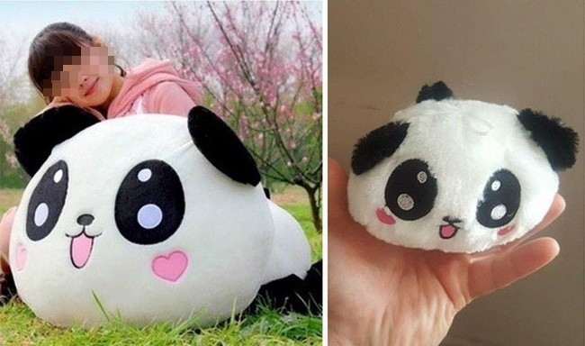 Đặt mua hàng trên mạng em gấu trúc to, mềm nhưng lại nhận về một chiếc móc khóa hình gấu trúc.