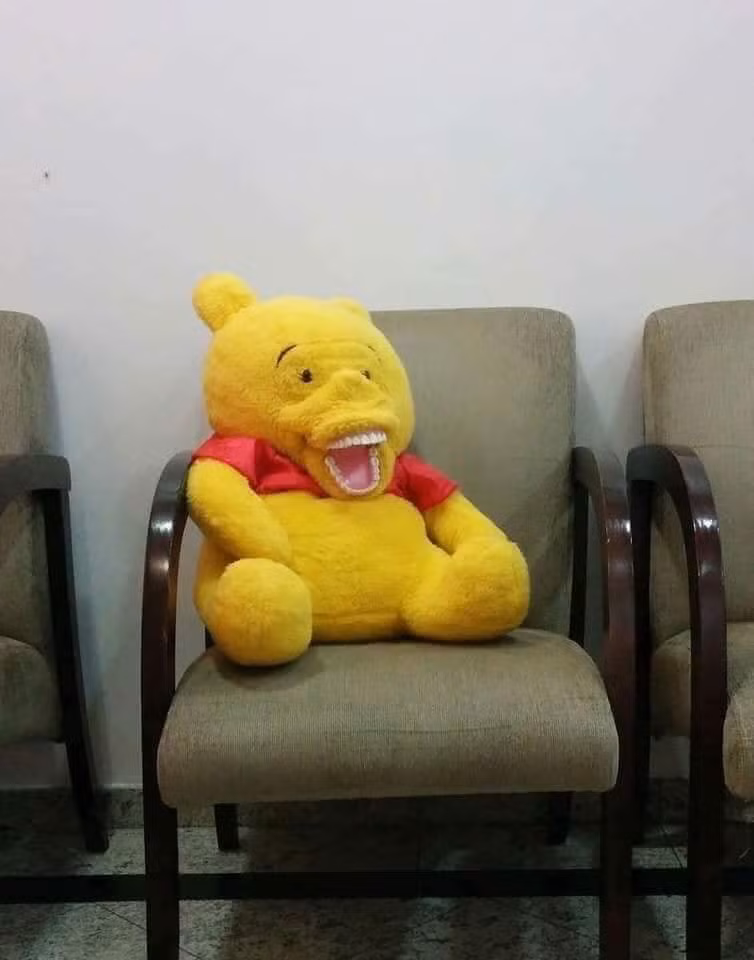 Thế nhưng sản phẩm nhận về thì ai nấy không khỏi hốt hoảng. Vẫn là chú gấu Pooh màu vàng, áo đỏ nhưng là phiên bản... "cười rớt hàm".