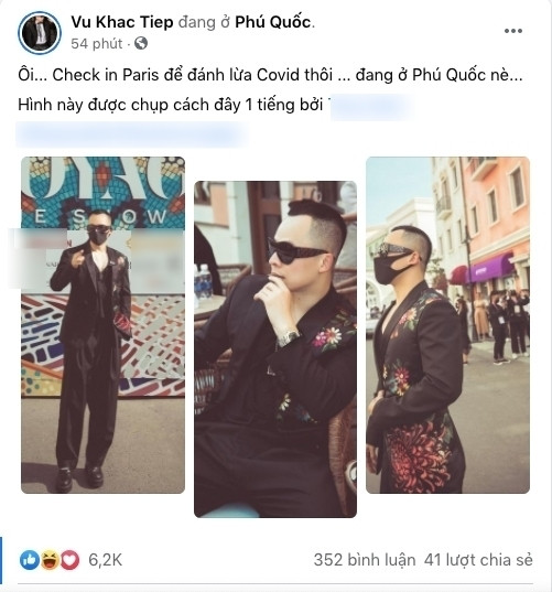 Vào thời điểm đó, "ông bầu" Vũ Khắc Tiệp từng check-in sang chảnh ở Paris. Tuy nhiên đó chỉ là "cú lừa" khi anh thông báo đang ở Phú Quốc khiến dân tình được phen hú hồn. Ảnh: Chụp màn hình