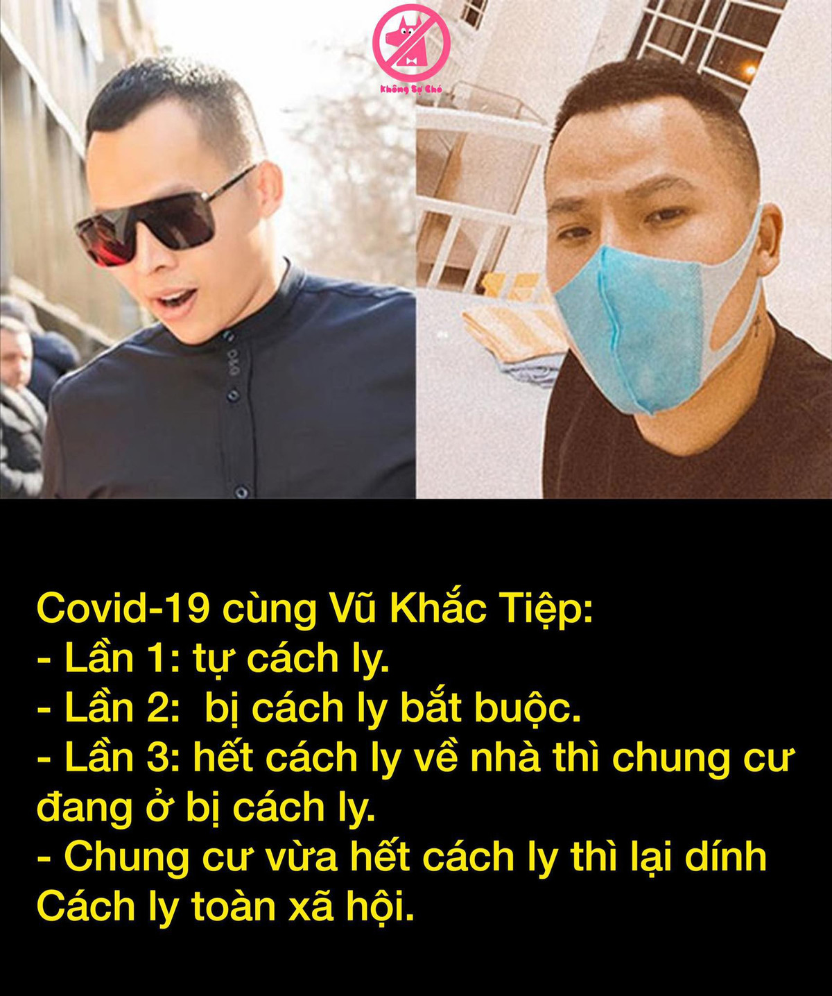 Nguyên nhân Vũ Khắc Tiệp bị gọi tên là "đại sứ cách ly" bởi “5 lần 7 lượt” anh phải thực hiện cách ly vì đi về từ vùng có dịch. Ảnh: Không sợ chó