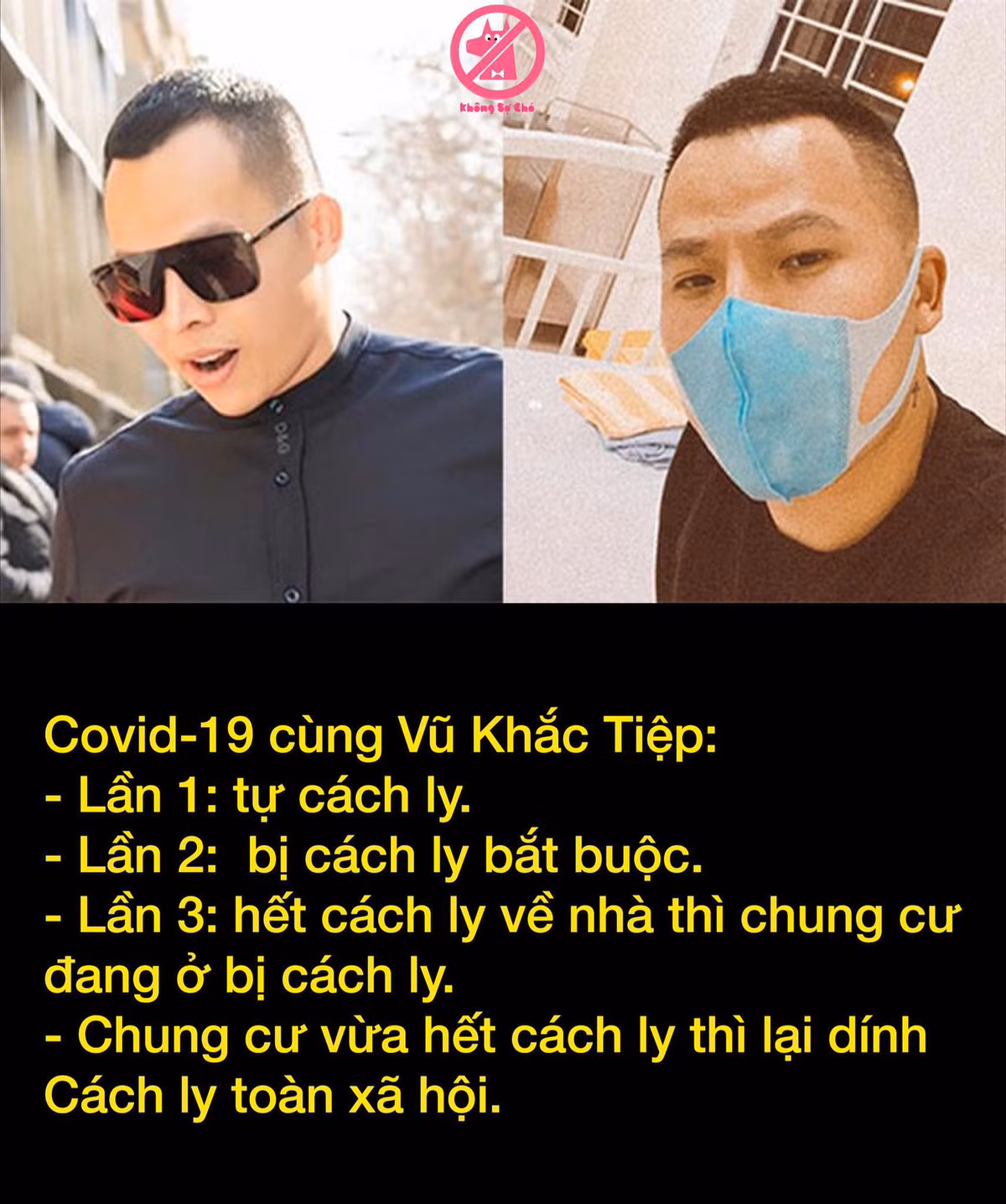 Nguyên nhân Vũ Khắc Tiệp bị gọi tên là "đại sứ cách ly" bởi “5 lần 7 lượt” anh phải thực hiện cách ly vì đi về từ vùng có dịch. Ảnh: Không sợ chó
