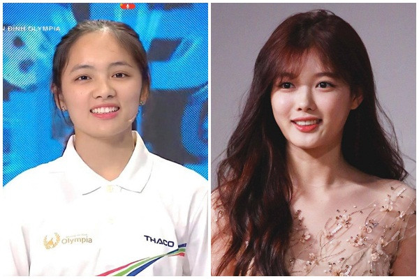 Bên cạnh đó, có nhiều cư dân mạng bình luận trông gương mặt nữ sinh Thái Nguyên rất giống diễn viên 9x xứ Hàn Kim Yoo Jung. Ảnh: Tổng hợp