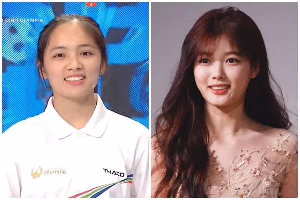 Bên cạnh đó, có nhiều cư dân mạng bình luận trông gương mặt nữ sinh Thái Nguyên rất giống diễn viên 9x xứ Hàn Kim Yoo Jung. Ảnh: Tổng hợp