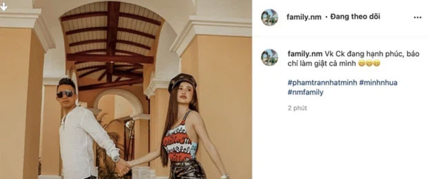 Kể từ điểm xảy ra vụ việc, chỉ có Minh Nhựa chia sẻ một status: "Vợ chồng vẫn đang hạnh phúc, báo chí làm giật cả mình", kèm theo ảnh nắm tay vợ 2.