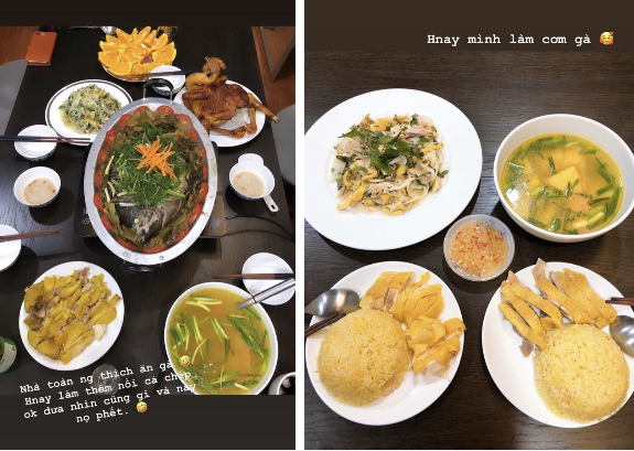 Những món Việt như cơm gà, cá chép om dưa hay thịt kho cho đến lẩu cua cũng được cô nàng "cân đẹp".