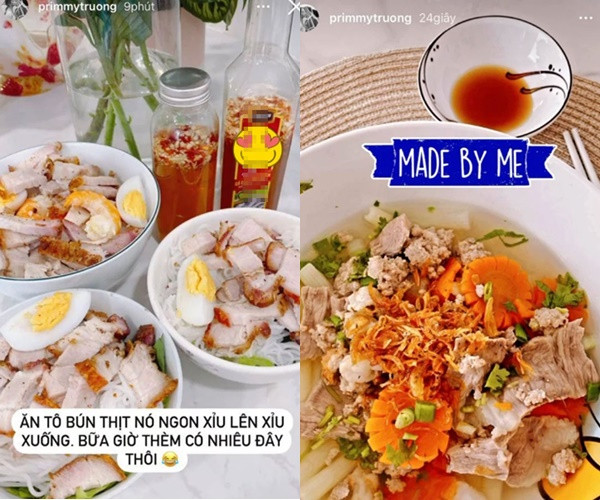 Xinh đẹp, giỏi giang chưa đủ, nàng dâu mới nhà thiếu gia Phan Thành còn rất đảm đang trong khoản nấu nướng. Những hình ảnh về mâm cơm gia đình ngon, đẹp mắt là khoảnh khắc thường thấy trên trang cá nhân của người đẹp này.