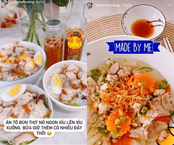 Xinh đẹp, giỏi giang chưa đủ, nàng dâu mới nhà thiếu gia Phan Thành còn rất đảm đang trong khoản nấu nướng. Những hình ảnh về mâm cơm gia đình ngon, đẹp mắt là khoảnh khắc thường thấy trên trang cá nhân của người đẹp này.