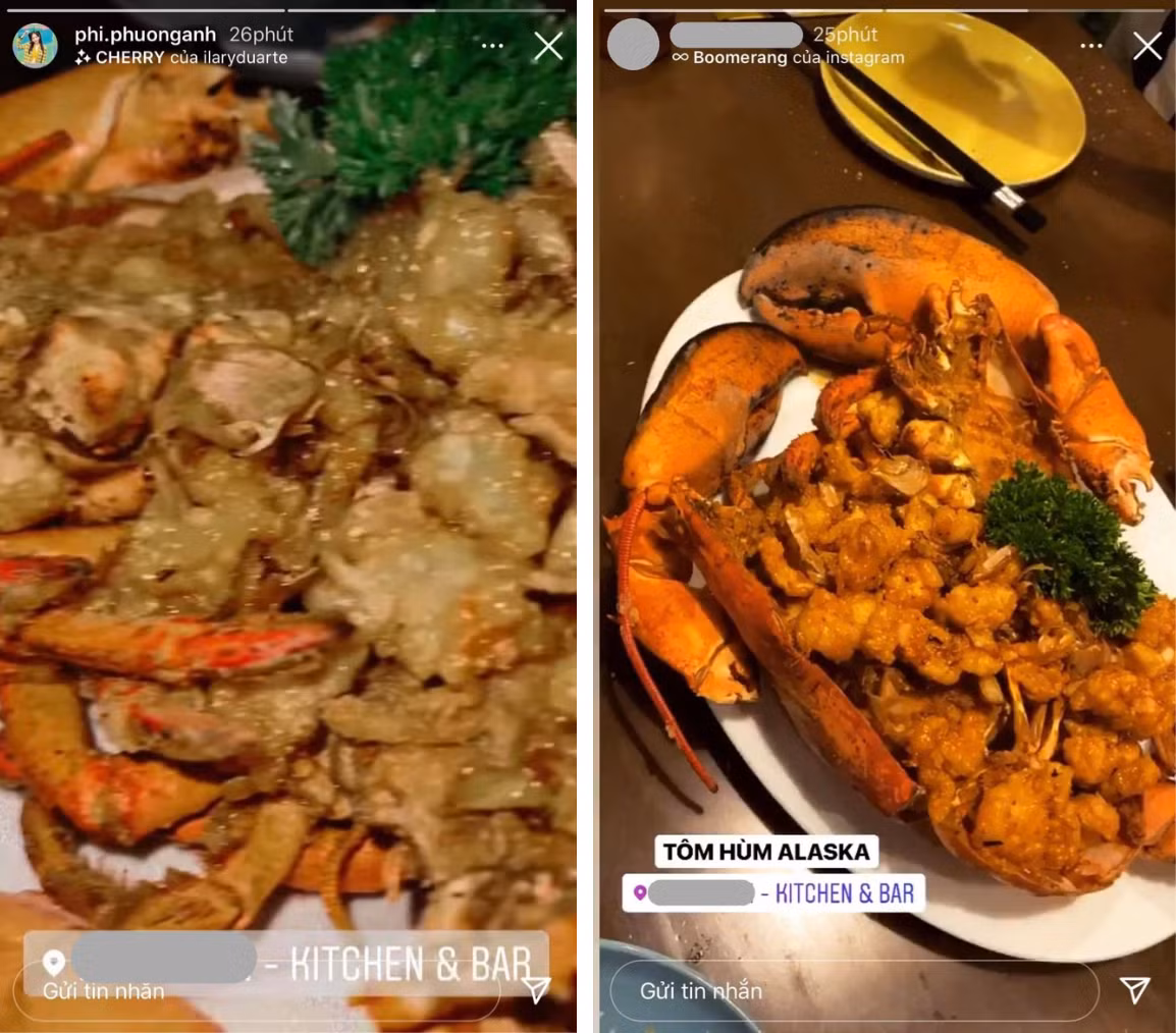 Trước story của Vân Tiny, cặp đôi cũng cùng check-in ăn tôm hùm tại một nhà sang chảnh vào hôm 23/3.