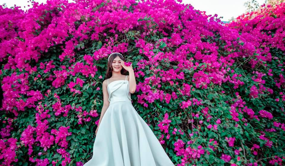 Với vẻ đẹp rực rỡ như vườn cổ tích, giàn hoa giấy Long An đang là địa điểm check - in lý tưởng thu hút nhiều bạn trẻ đến "sống ảo". Ảnh: Nguyễn Thị Cẩm Tiên