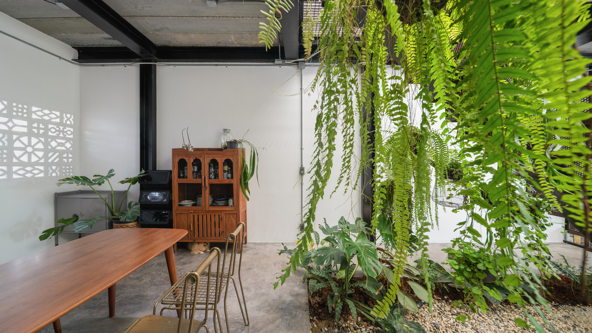 Đặc biệt, ngôi nhà có khả năng tự làm mát thông qua các cửa mở rộng phía trước cùng các hàng lỗ thông hơi đúc sẵn được bố trí ngẫu nhiên trên tường phía sau.