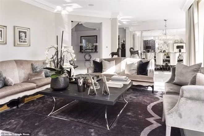 Phòng khách thoáng đãng, sáng sủa, được thiết kế theo phong cách cởi mở. Các đồ nội thất cầu kỳ tăng thêm những đường nét sang trọng cho không gian.