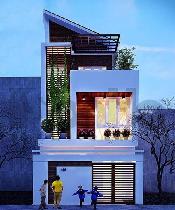 Sức cuốn hút đến từ nhà 2 tầng thiết kế mái chéo phá cách. Ảnh: Sateccons.