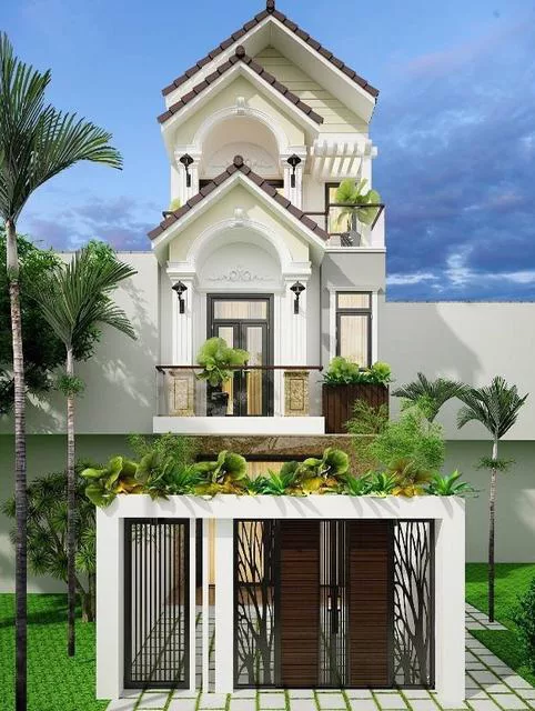 Nhà ống mái thái rất hợp với khí hậu nước ta khi vừa có thể thoát nước nhanh, vừa giúp chống thấm tốt. Ảnh: Xaydungso.