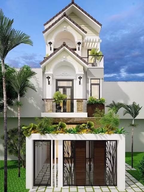 Nhà ống mái thái rất hợp với khí hậu nước ta khi vừa có thể thoát nước nhanh, vừa giúp chống thấm tốt. Ảnh: Xaydungso.