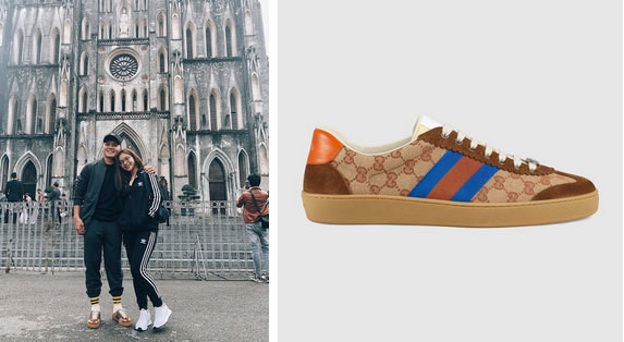 Tiền vệ người Đông Anh sở hữu mẫu G74 Original GG sneaker của nhà mốt Gucci, được bán với giá 650 USD (hơn 15 triệu đồng).