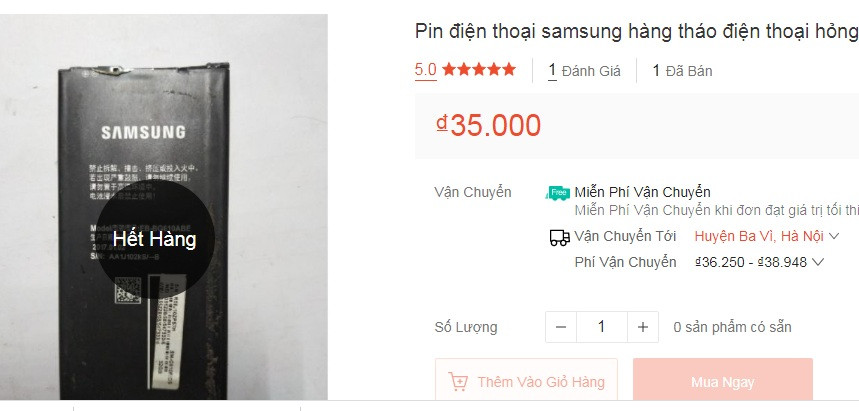 Các loại vỏ, pin điện thoại lỗi, hỏng, cũ cũng được thu mua với giá 50.000 - 100.000 đồng/chiếc. Ảnh chụp màn hình.