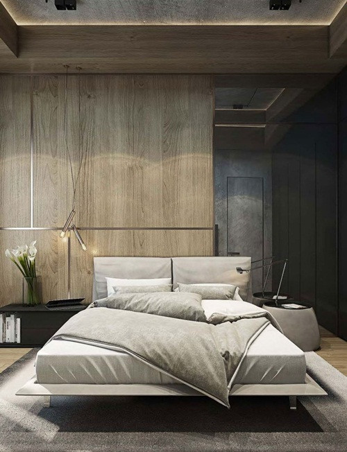 Căn phòng sẽ trở nên ấm áp hơn khi lựa chọn đồ nội thất phòng ngủ làm từ gỗ tự nhiên hay tấm nhựa giả gỗ.