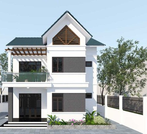 Trên nền trắng chủ đạo, kiến trúc sư khéo léo phối hợp thêm các màu sắc khác như xanh của mái, đen của khung cửa...làm tăng thêm phần sang trọng, hiện đại của căn nhà. Ảnh: Vtkong.