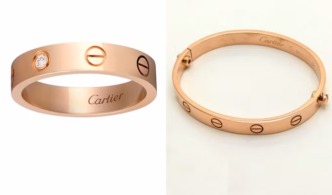 Bộ sưu tập Love được Cartier tung ra từ những năm 70 của thế kỷ trước và chiếc vòng tay này trở thành những sản phẩm bán chạy nhất của hãng này. Ảnh: Bazaar.