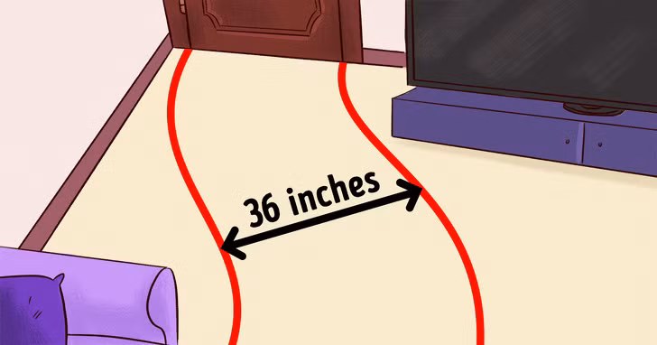 Không đo kích thước phòng là lỗi thiết kế nội thất phổ biến. Điều này dẫn tới trình trạng quá tải hoặc không đủ không gian cho đồ nội thất. Các chuyên gia khuyên bạn nên đảm bảo khoảng cách giữa các đồ nội thất tối thiểu là 91cm và giữ lối lưu thông thoáng đãng, dễ dàng di chuyển. Ảnh: Insider.