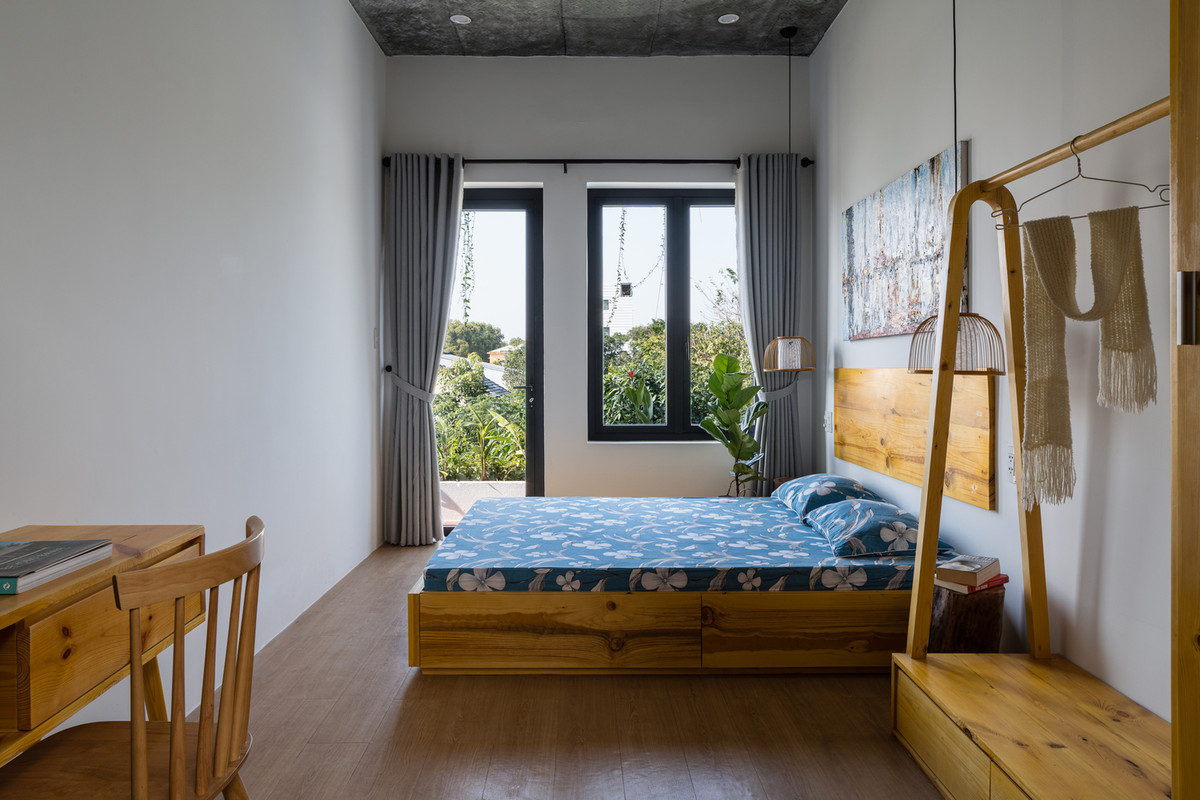 Không gian nghỉ ngơi được bố trí đơn giản, thông thoáng.