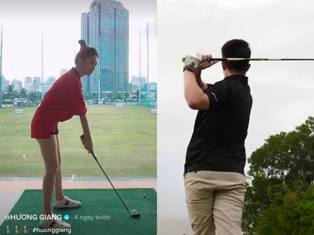 Thời gian gần đây, Hương Giang có sở thích chơi golf và thường xuyên chia sẻ hình ảnh, clip đi đánh golf trên trang cá nhân. Thật trùng hợp khi Matt Liu cũng có đam mê với môn thể thao này. Ảnh: Dân Việt.