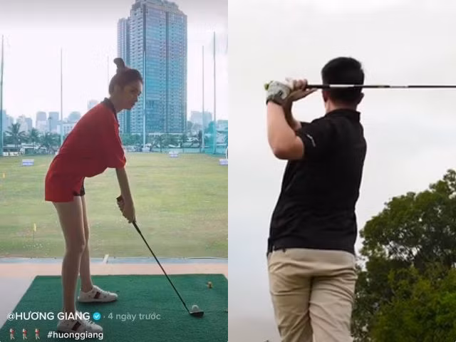 Thời gian gần đây, Hương Giang có sở thích chơi golf và thường xuyên chia sẻ hình ảnh, clip đi đánh golf trên trang cá nhân. Thật trùng hợp khi Matt Liu cũng có đam mê với môn thể thao này. Ảnh: Dân Việt.