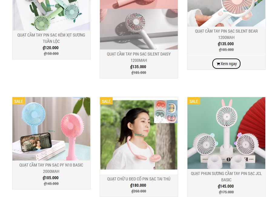 Quạt mini cầm tay được phân phối rộng khắp các thị trường hàng hóa, từ chợ, các cửa hàng tiện lợi, các cửa hàng đồ phụ kiện thời trang cho đến các shop bán hàng online. (Ảnh: Shopee)