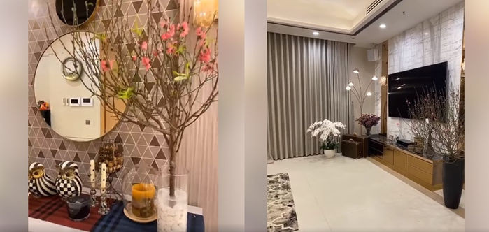 Biệt thự của Hoa hậu Thu Hoài ngập sắc xuân với hoa đào, hoa lan trắng...Nguồn ảnh: Instagram. Video: Bí quyết làm đẹp của sao Việt. Nguồn: VTC14.