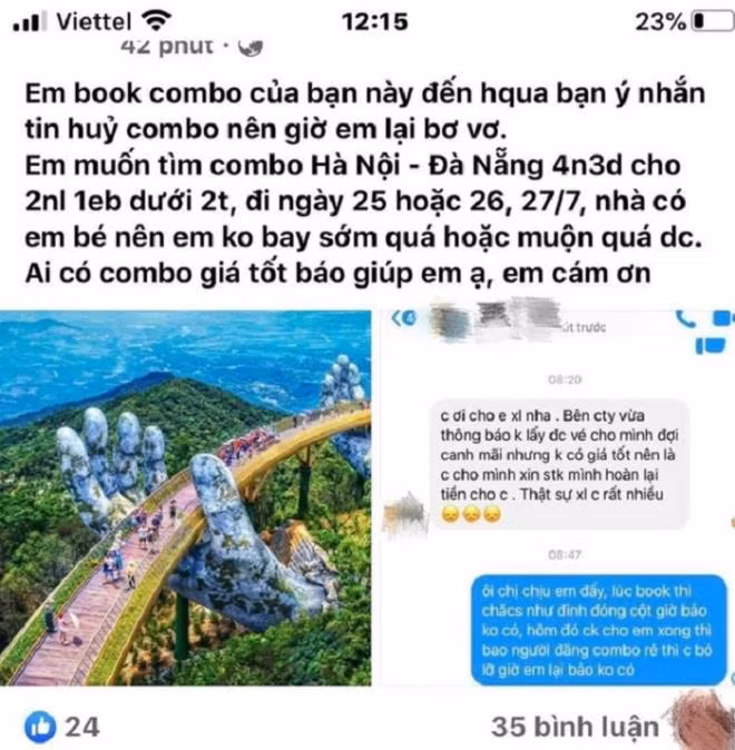 Ban hang chuc ty combo du lich gia re, chu phong ve dot ngot 