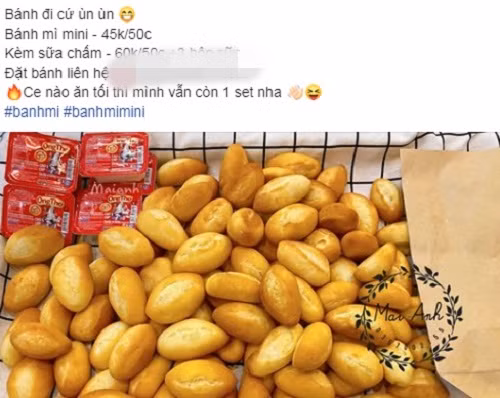 Trên chợ mạng, bánh mì mini đang được bán lẻ với giá 1.000 đồng/chiếc.