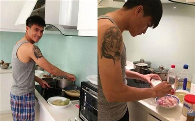 Không chỉ đá bóng giỏi, cựu tiền đạo đội tuyển Việt Nam còn rất khéo nấu nướng. Nguồn ảnh: FBNV.