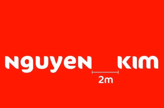 Khoảng cách trên logo siêu thị điện máy Nguyễn Kim cũng là 2 mét.