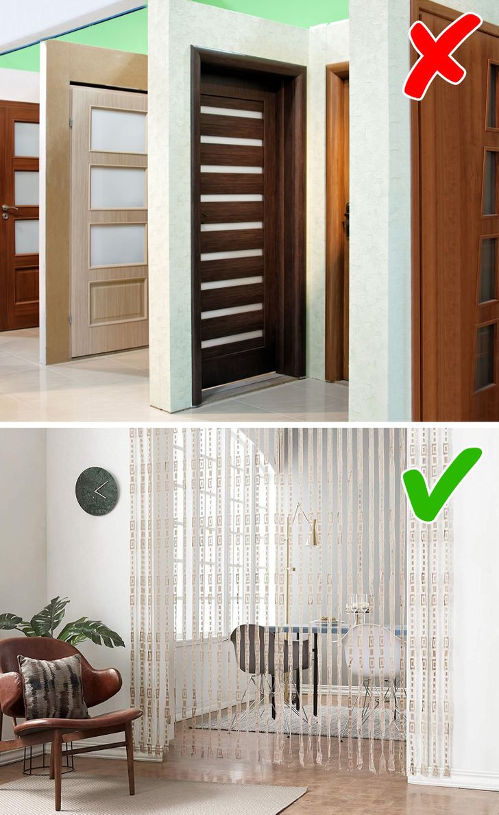 Thay vì mua một cánh cửa mới, hãy tiết kiệm tiền bằng cách sử dụng rèm dây.