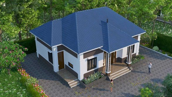 Biệt thự sân vườn rộng là mẫu nhà lý tưởng dành cho những hộ gia đình ở nông thôn muốn có cuộc sống hòa hợp với thiên nhiên. Ảnh: Thietkethicongnhadep.